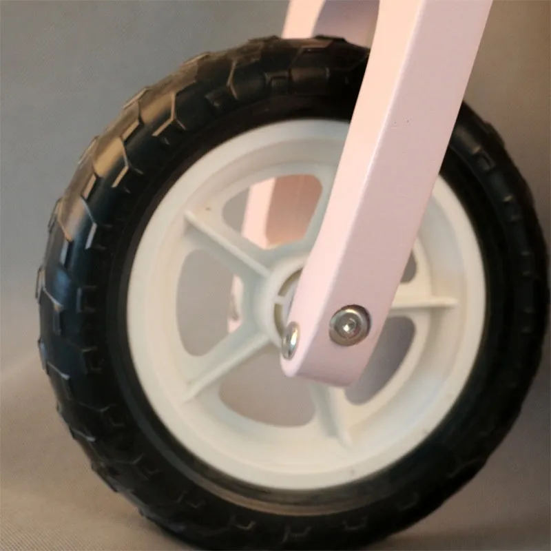 Pink wooden balance scooter for toddlers and children aged 1-6 years