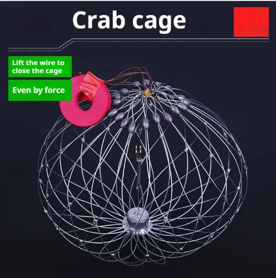 Stainless steel automatic opening and closing crab net with 20 steel wires, 52cm diameter, for blue crab fishing
