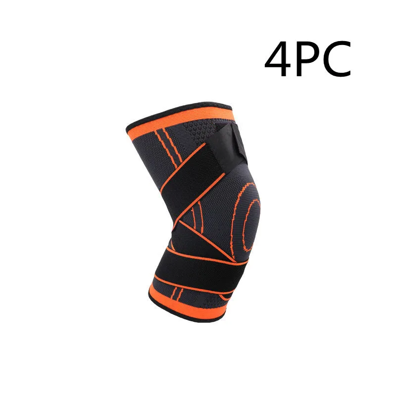Red nylon knitted riding knee pad for cycling sports protection, size S