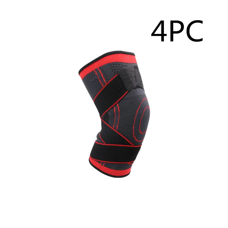 Red nylon knitted riding knee pad for cycling sports protection, size S