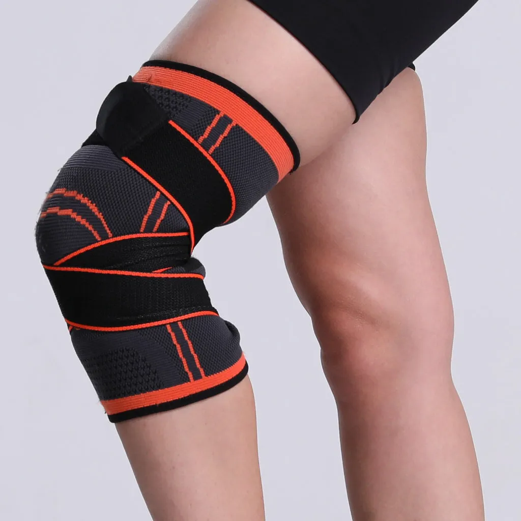 Red nylon knitted riding knee pad for cycling sports protection, size S