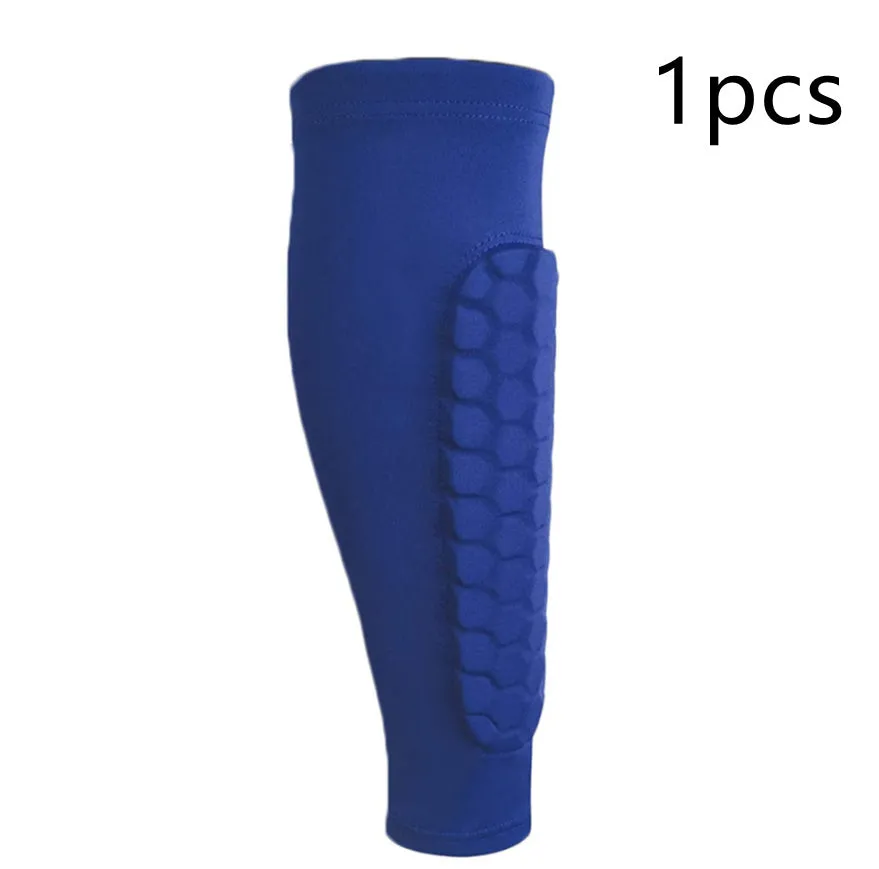 Men's honeycomb shank protection foot sock in black with anti-collision non-slip calf support