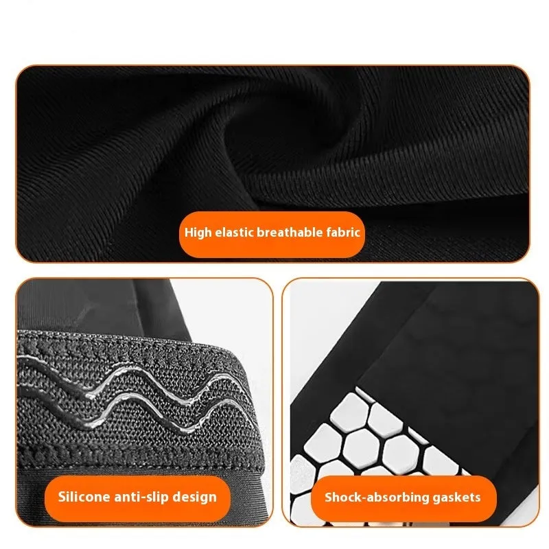 Men's honeycomb shank protection foot sock in black with anti-collision non-slip calf support