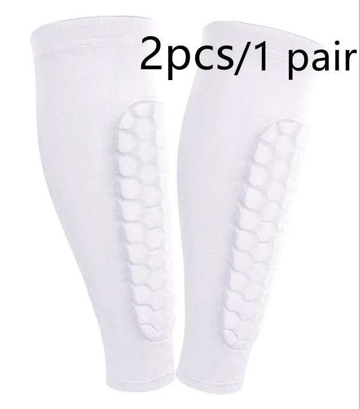 Men's honeycomb shank protection foot sock in black with anti-collision non-slip calf support