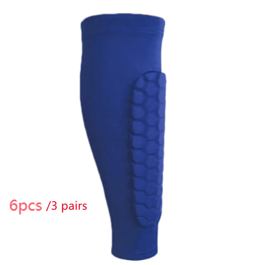 Men's honeycomb shank protection foot sock in black with anti-collision non-slip calf support