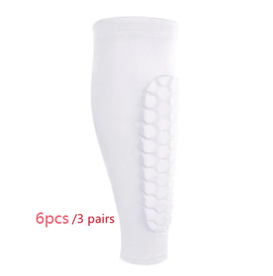 Men's honeycomb shank protection foot sock in black with anti-collision non-slip calf support