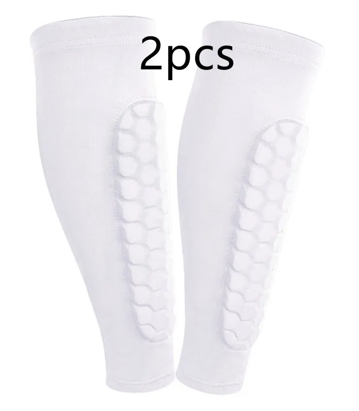 Men's honeycomb shank protection foot sock in black with anti-collision non-slip calf support