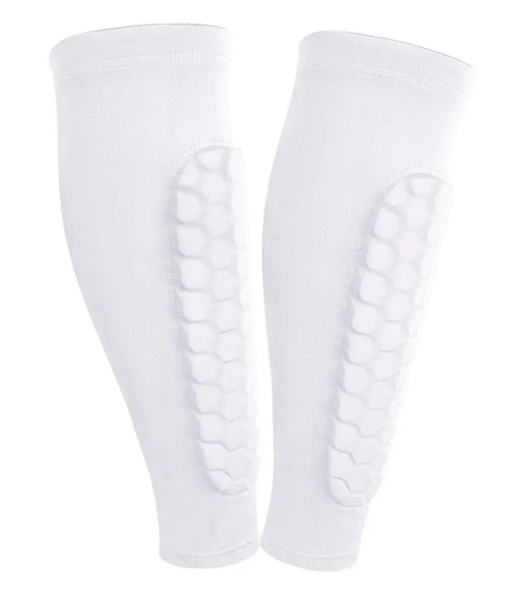 Men's honeycomb shank protection foot sock in black with anti-collision non-slip calf support