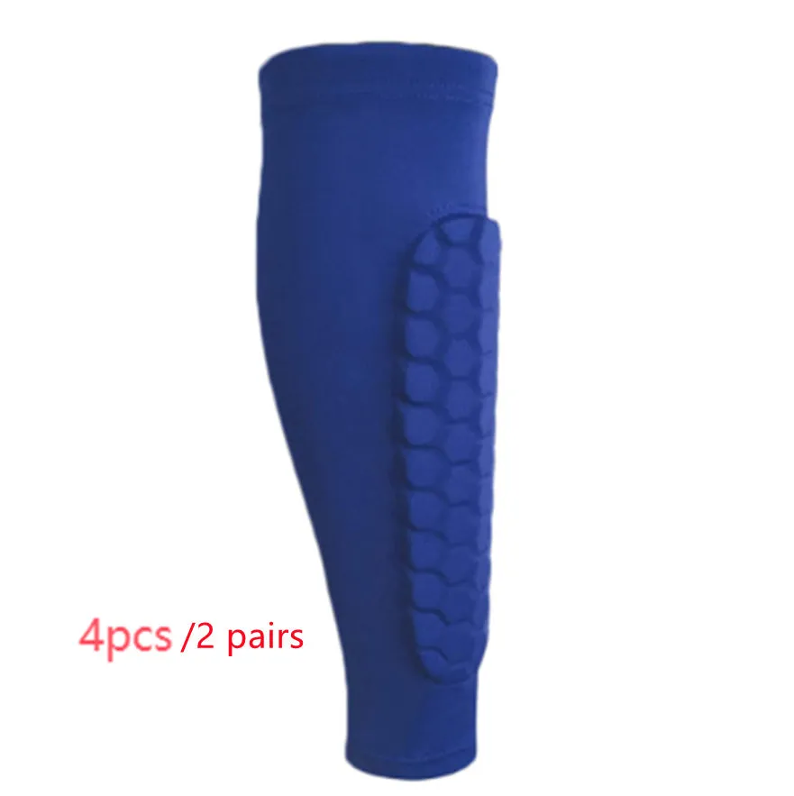 Men's honeycomb shank protection foot sock in black with anti-collision non-slip calf support