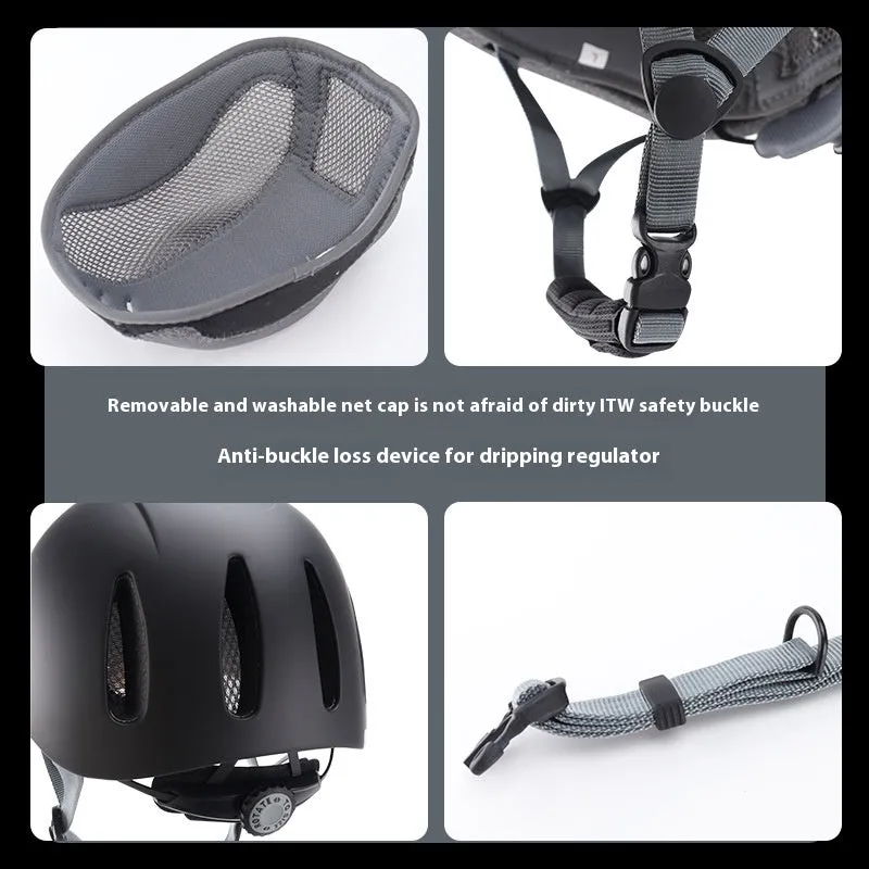 Riding helmet in carbon flower black with PC moulded shell on white background