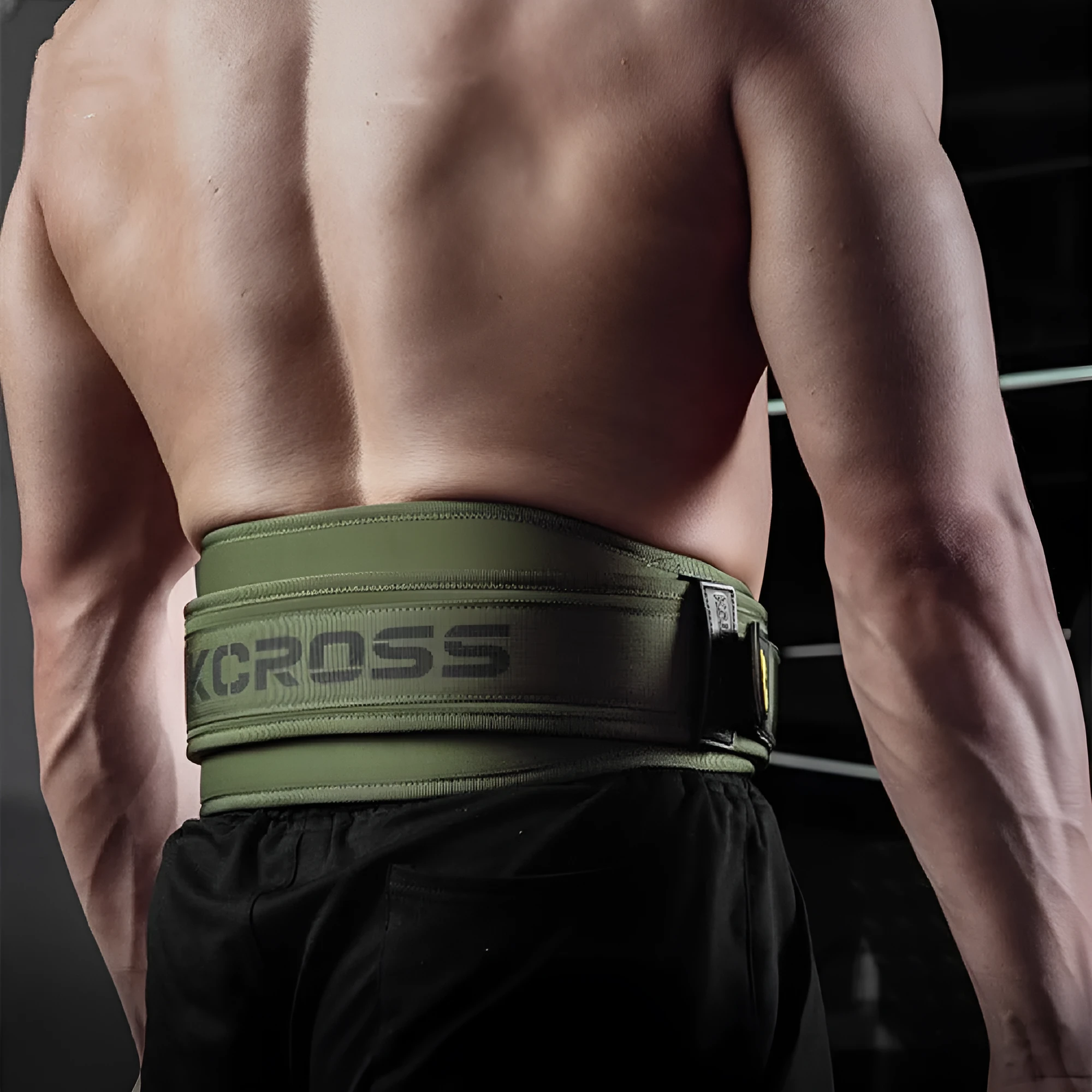 Men's squat pull weight-bearing belt in Army Green, ethylene foam, sizes S M L