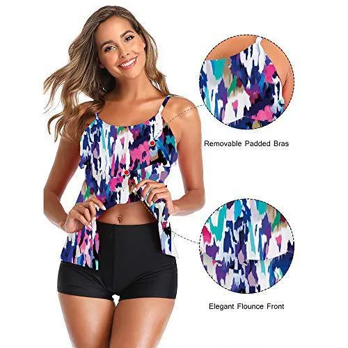 European style bikini large size boxer set for women in black with polyester lining and high elasticity