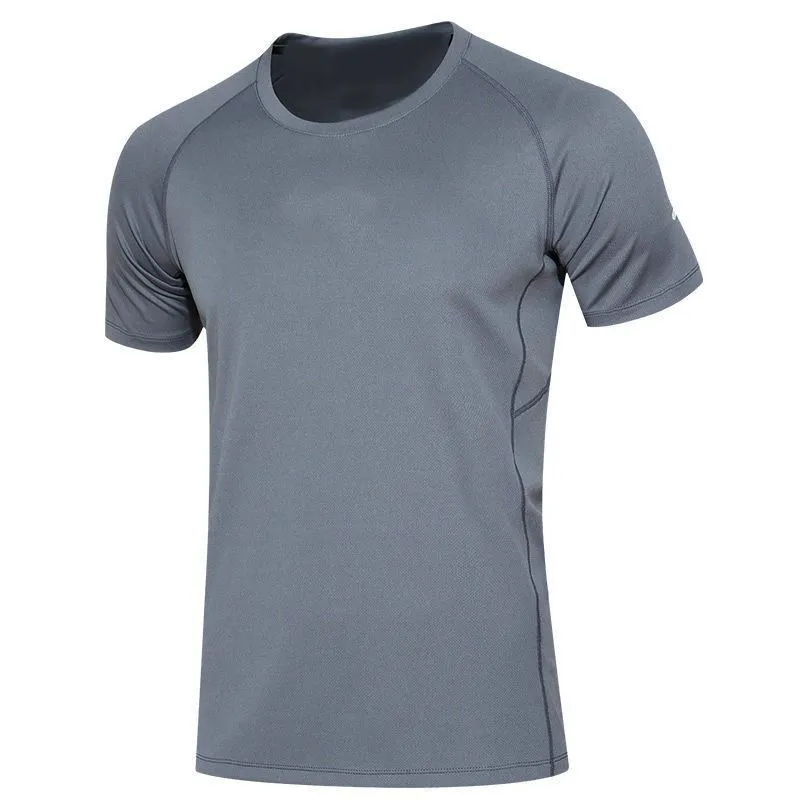 Quick-drying sports suit with short sleeves and pants in gray, black, or white for running and gym workouts
