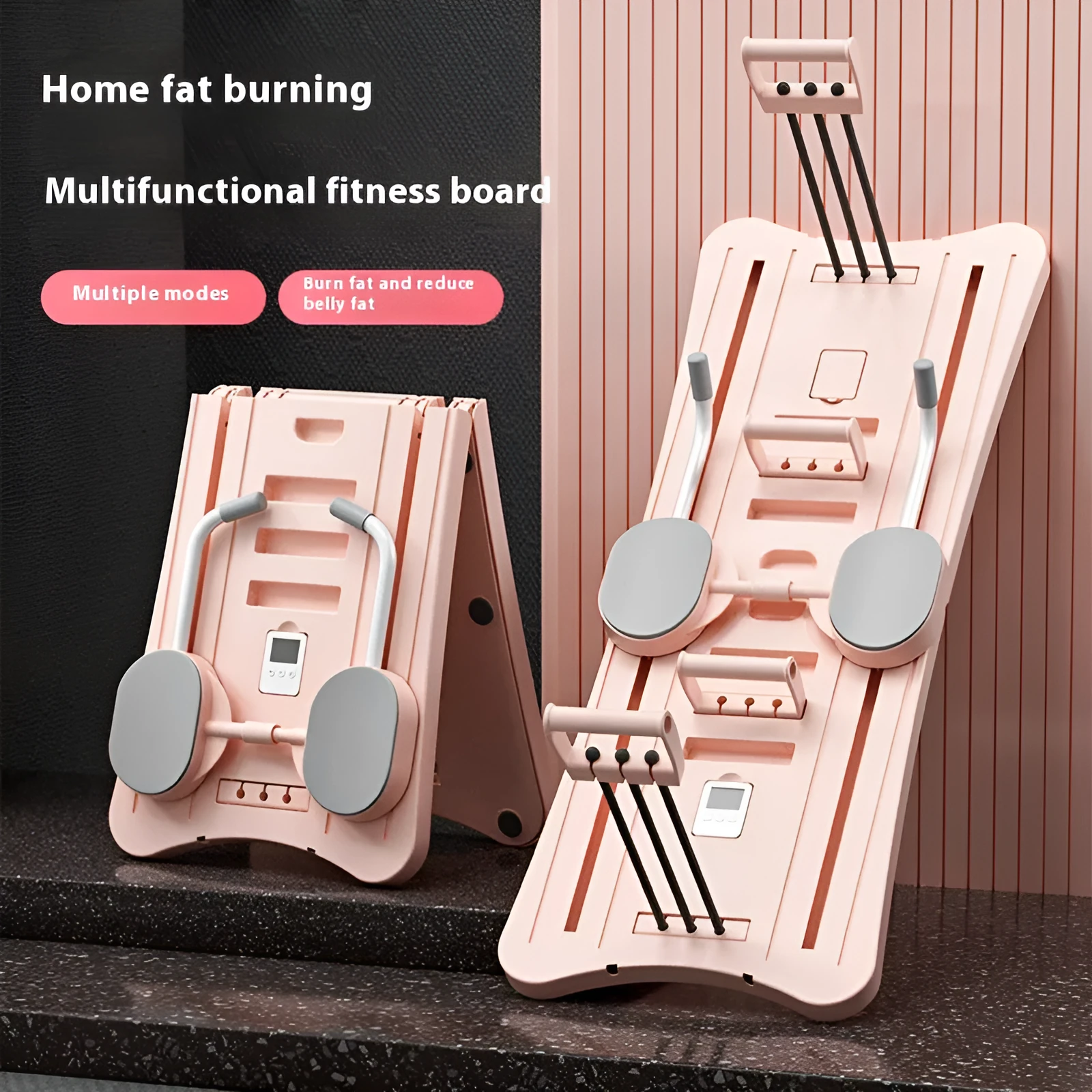 Multifunctional fitness supine board in Cool Black with kneeling mat for abdominal core training
