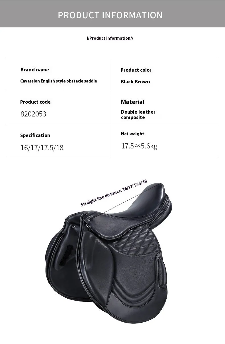 Cowhide equestrian saddle 17 inch black saddle for obstacle riding and general use