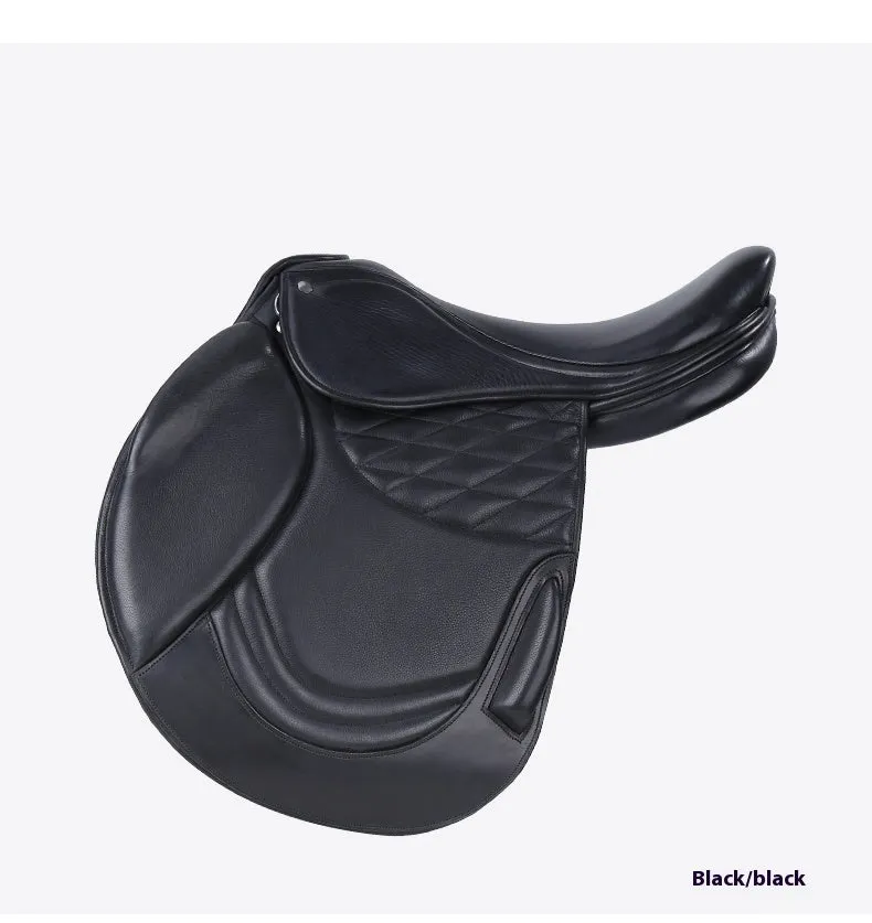 Cowhide equestrian saddle 17 inch black saddle for obstacle riding and general use