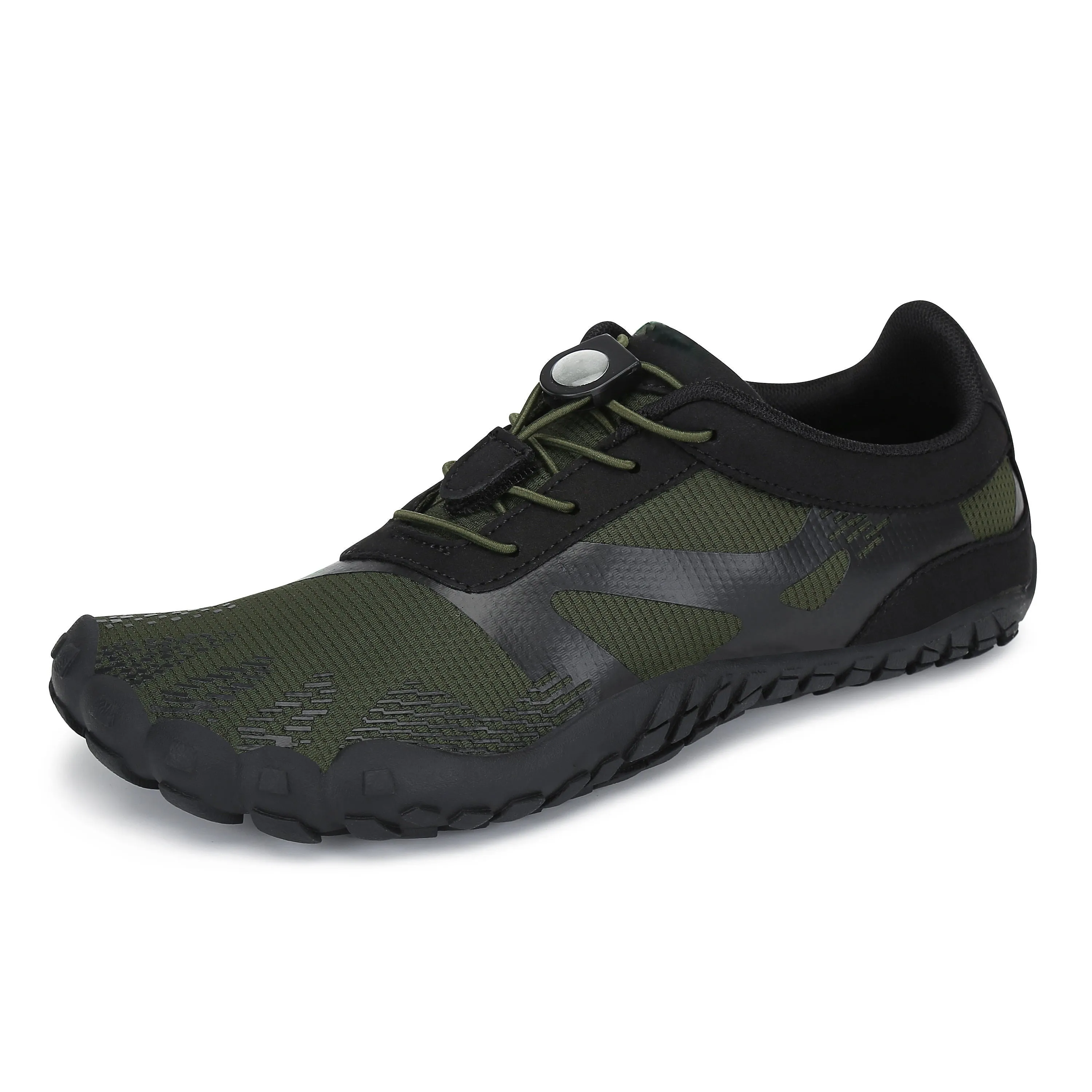 Men's rubber mesh water sports shoes in black with lace-up closure and rubber outsole