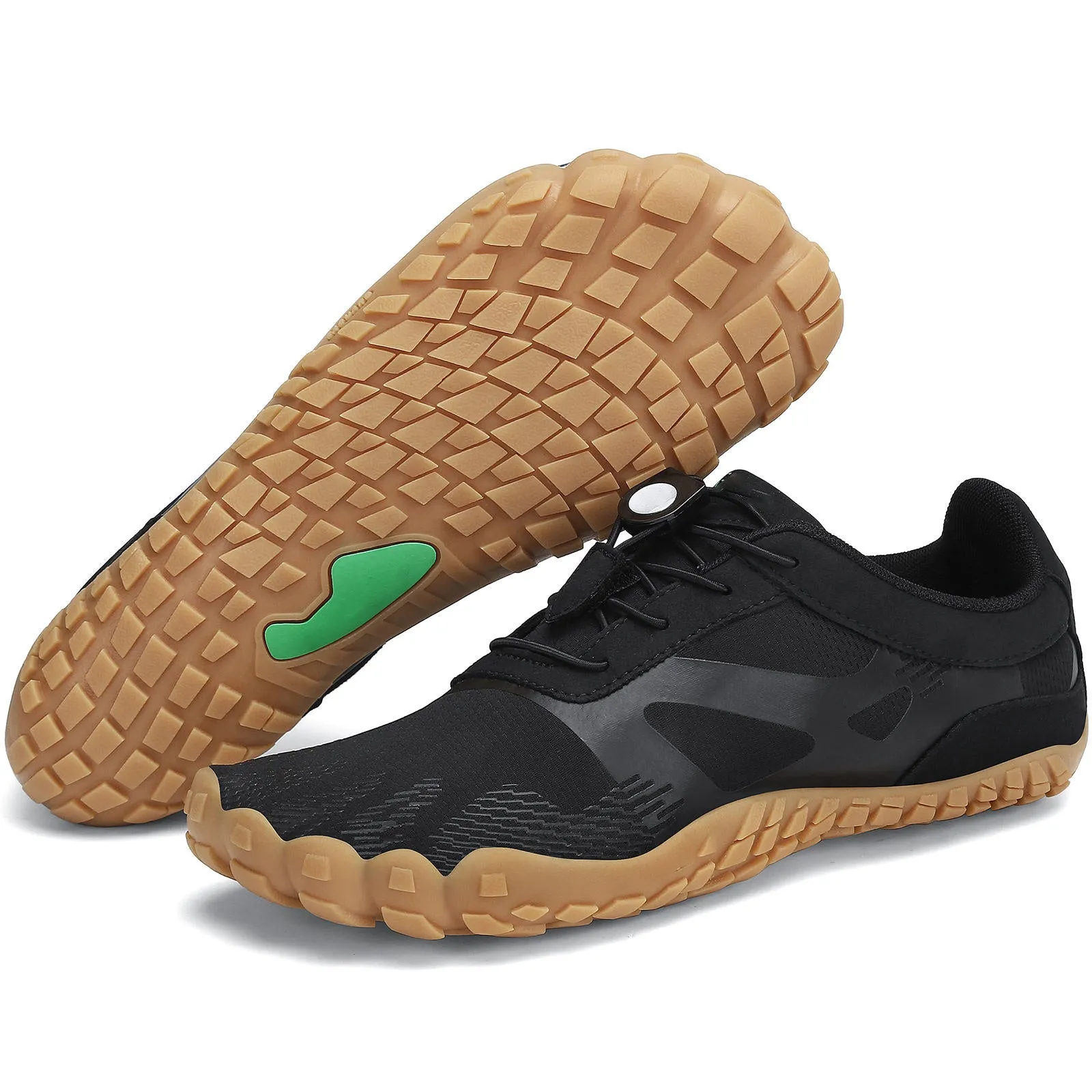 Men's rubber mesh water sports shoes in black with lace-up closure and rubber outsole