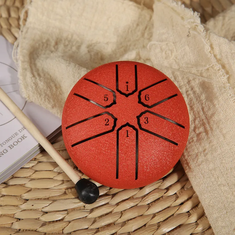 3-inch carbon steel tongue drum with six tone tongues, available in multiple colours