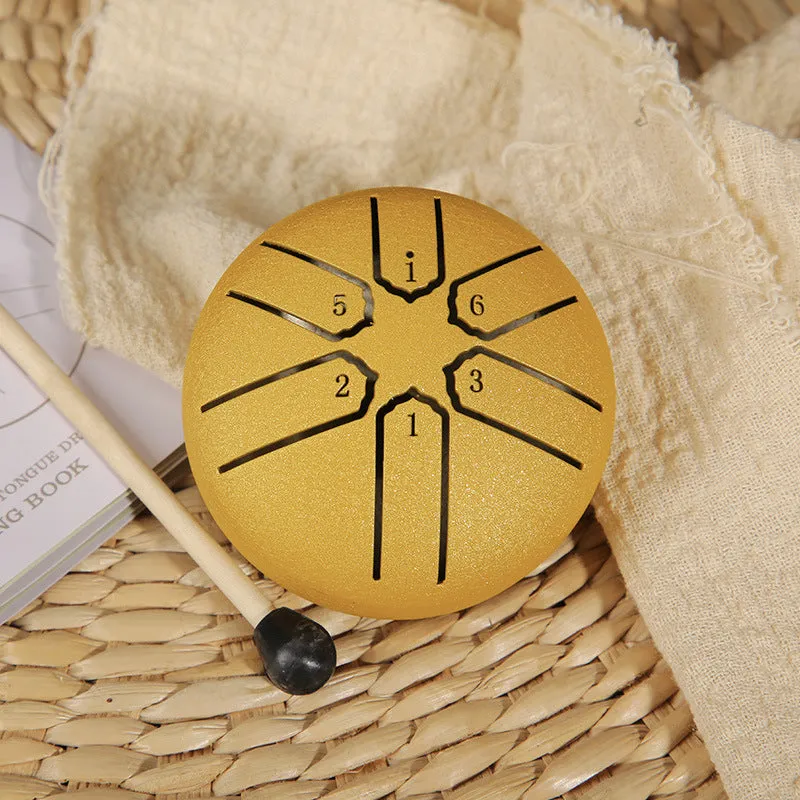 3-inch carbon steel tongue drum with six tone tongues, available in multiple colours