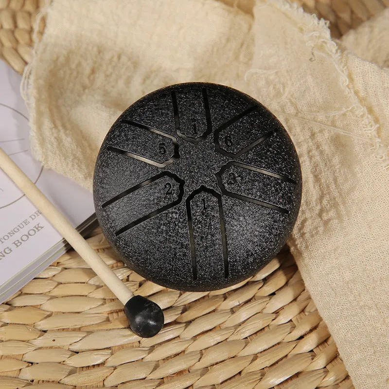 3-inch carbon steel tongue drum with six tone tongues, available in multiple colours