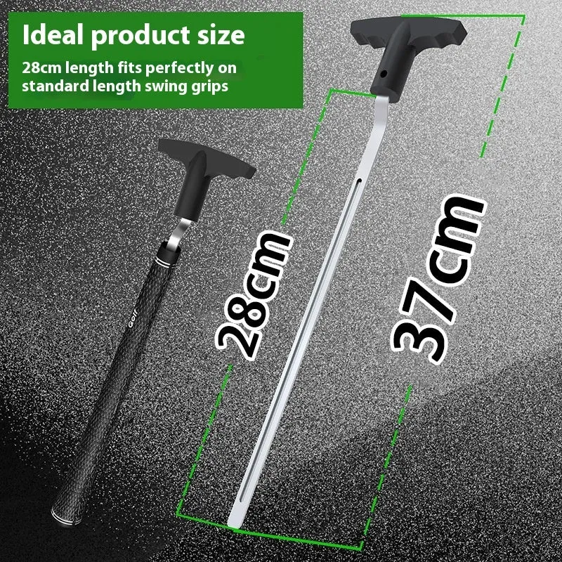 Silver golf grip dismantlement tool with high carbon steel blade and plastic handle on plain background