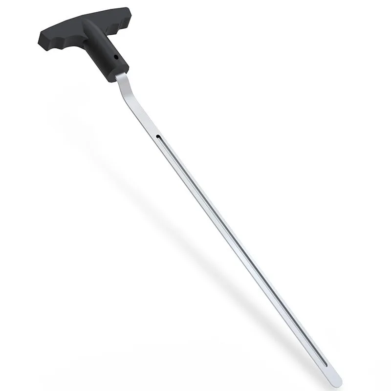 Silver golf grip dismantlement tool with high carbon steel blade and plastic handle on plain background