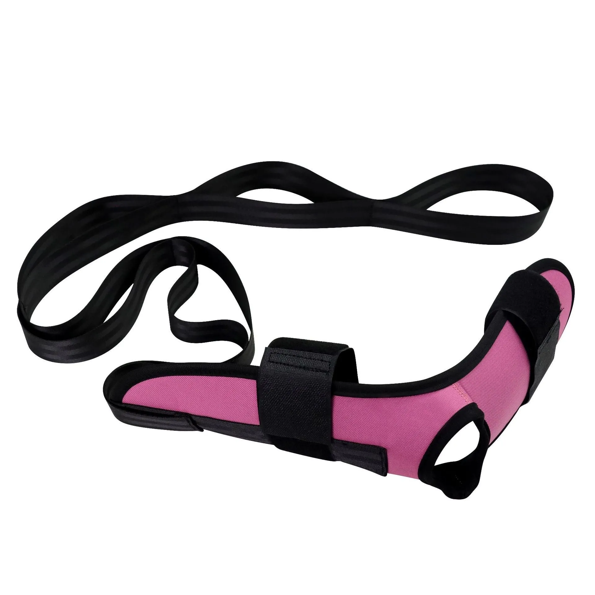 Polyester cotton rehabilitation yoga stretch strap in black and blue colours