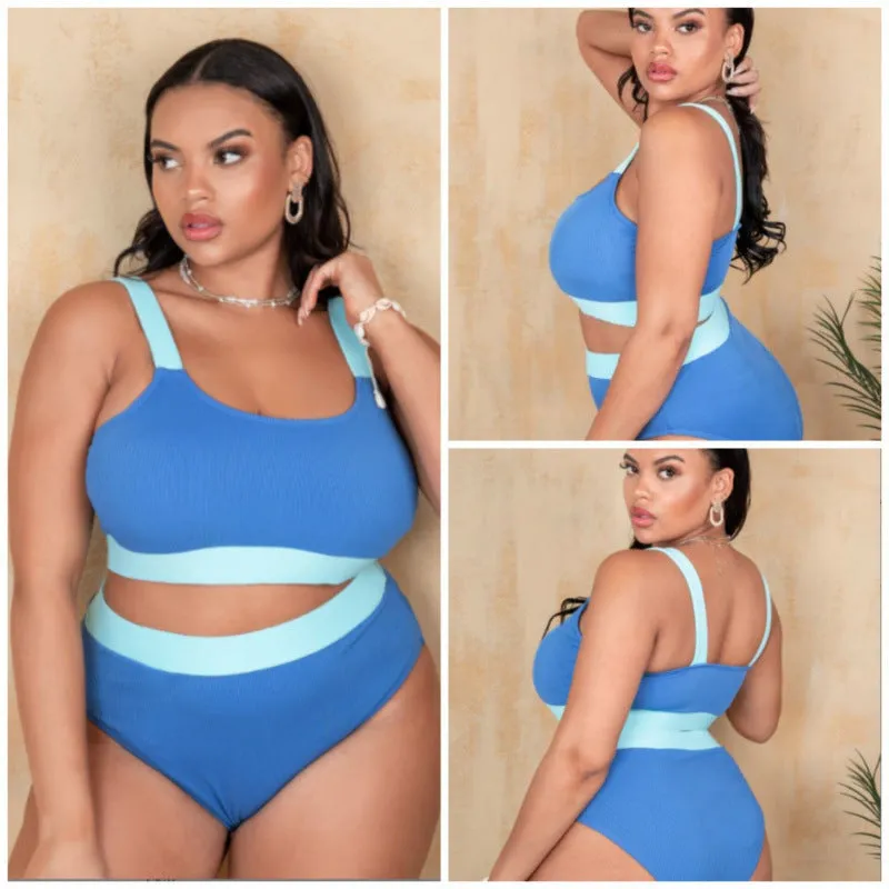 Women's high waist bikini with split hip design in polyester fabric