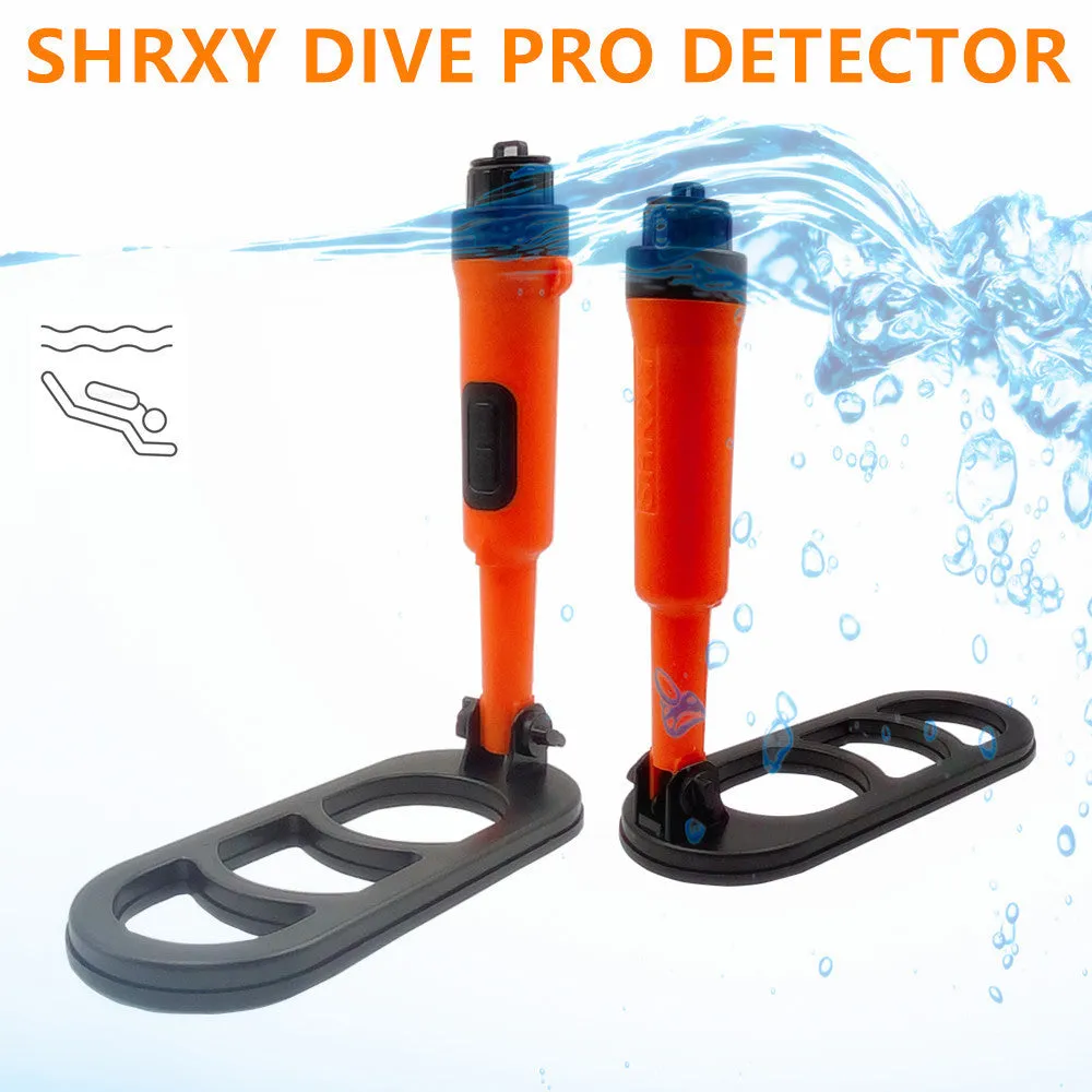 SHRXY Q20 folding metal detector in black and orange with retractable handle and 10x4 inch coil