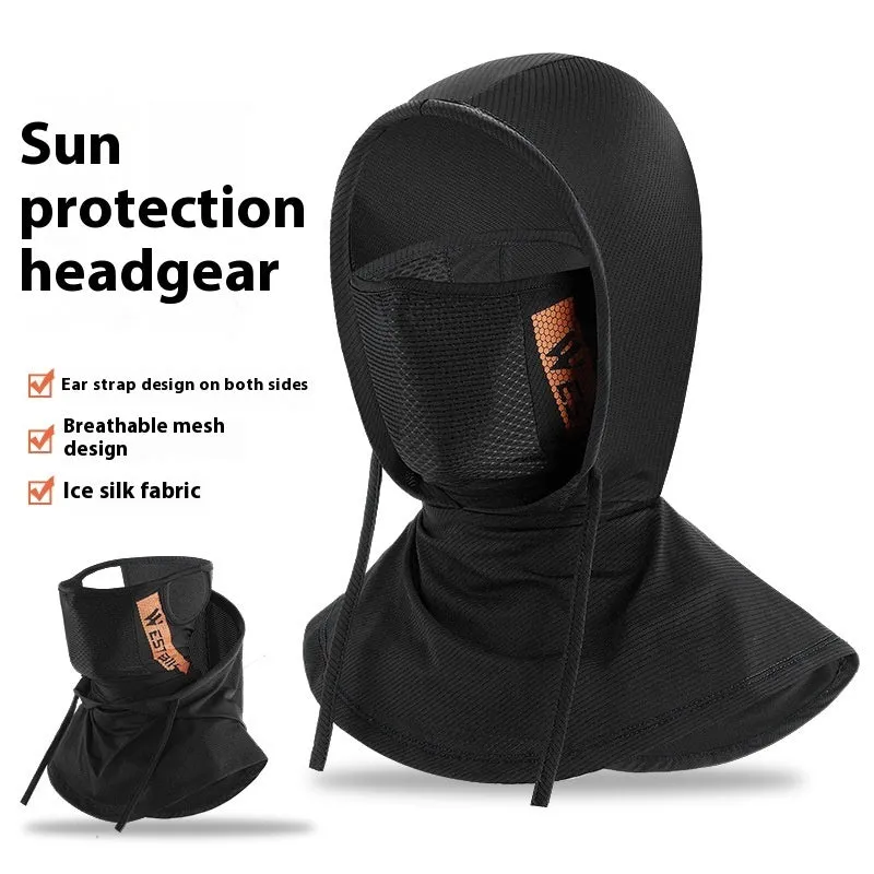 Black Ice Silk bicycle hood cycling mask with sun protection, free size, unisex
