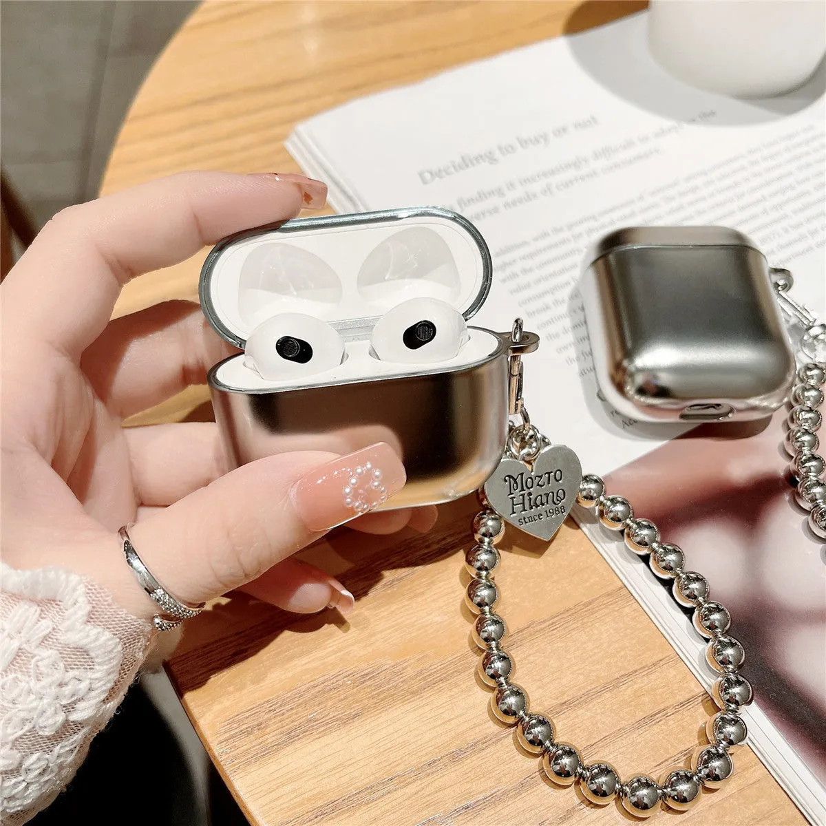 Matte plating TPU protective case for AirPods with universal fit and integrated carrying bracelet
