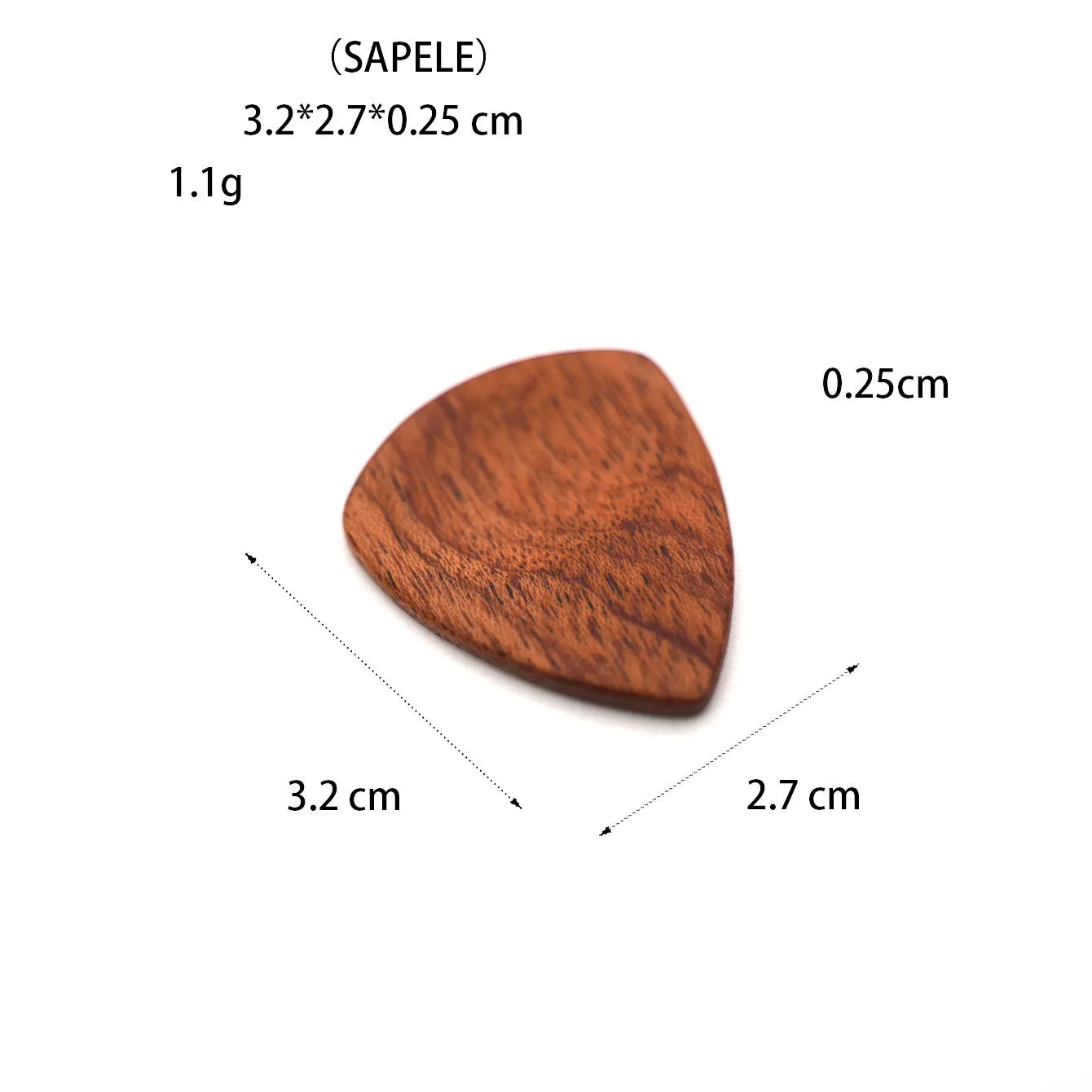 Wooden guitar pick box storage container made from Sapele wood with a brown finish