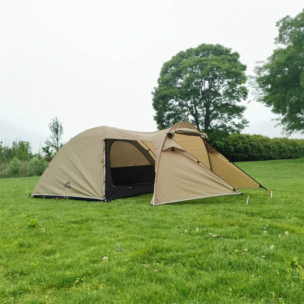 Camping tent for 3-4 people aluminium pole windproof rainproof family outdoor shelter army green colour