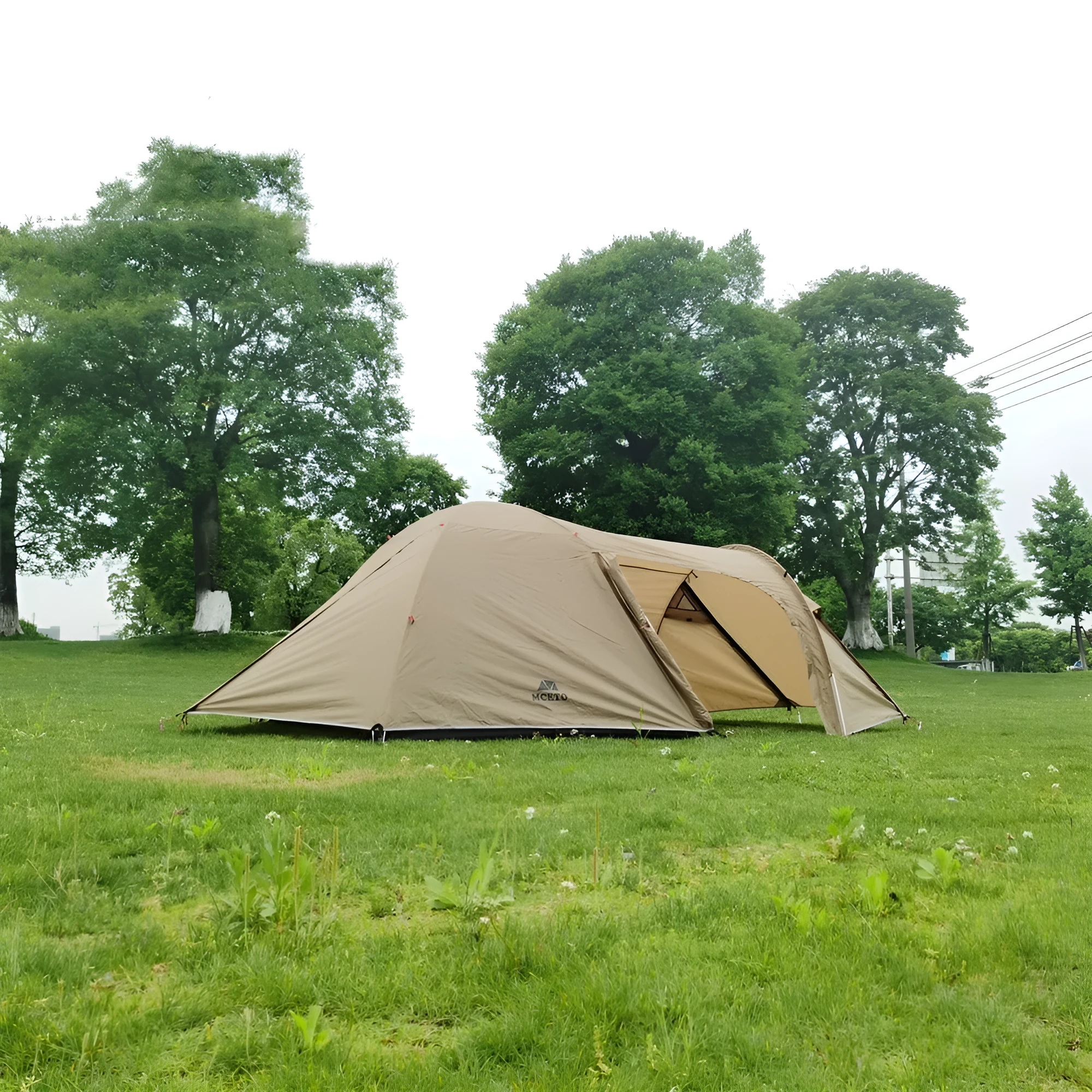 Camping tent for 3-4 people aluminium pole windproof rainproof family outdoor shelter army green colour