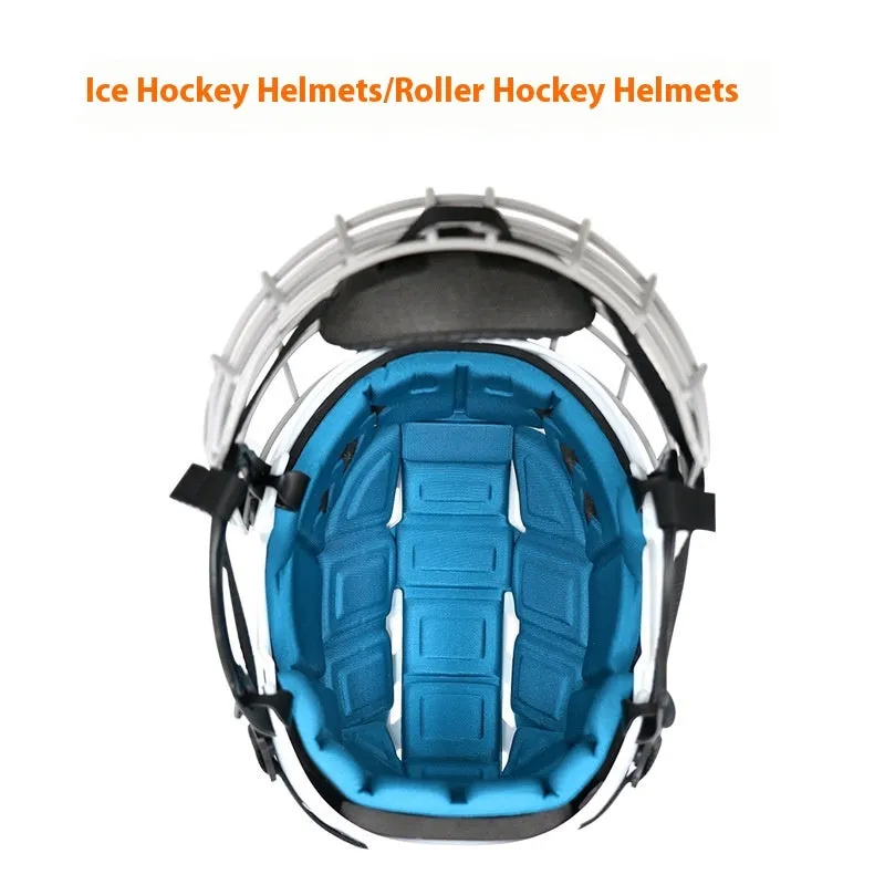 Ice hockey helmet with carbon steel face mask and impact resistant shell for sports protection