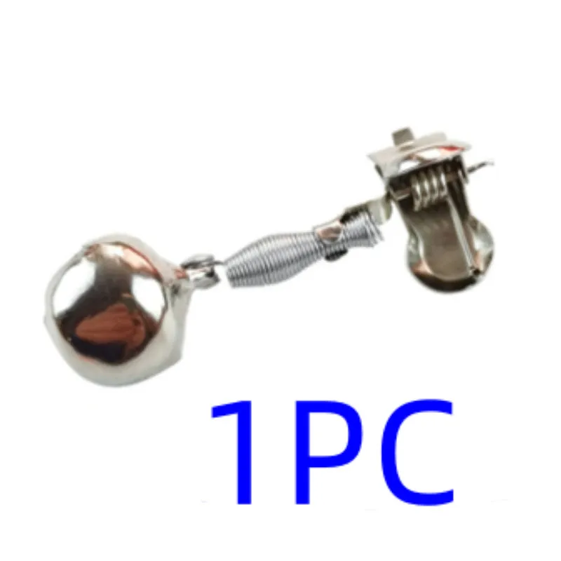 Rivet Fishing Gear metal bell alarm bite indicator for fishing rod tip, single and double rivet options, 55 x 16mm and 50 x 32mm