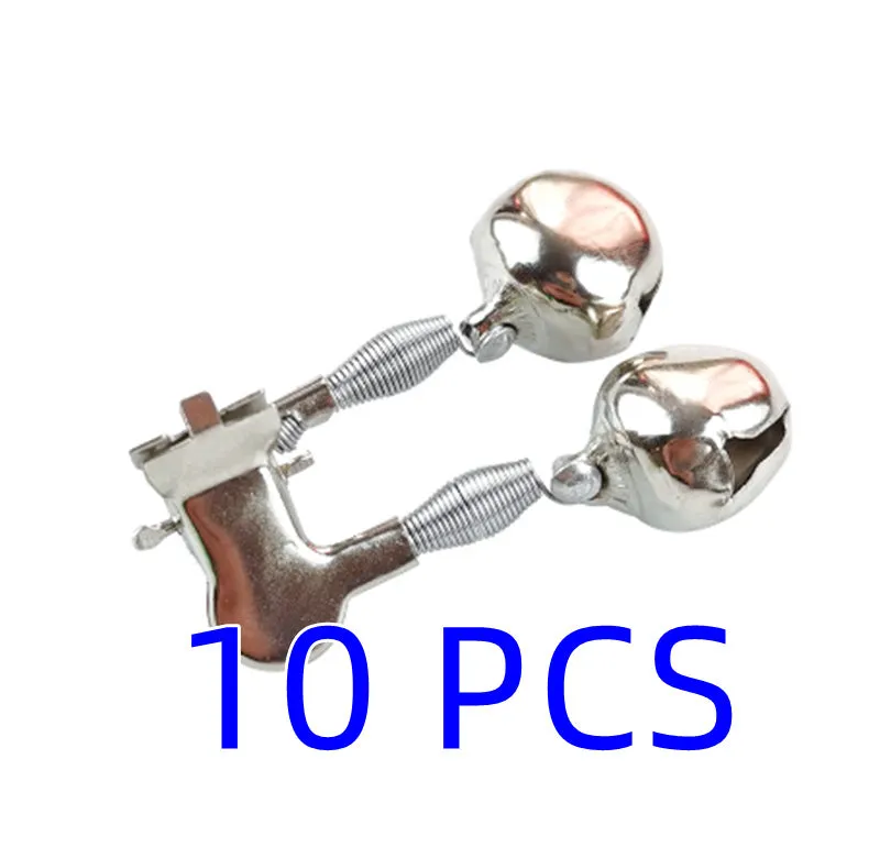 Rivet Fishing Gear metal bell alarm bite indicator for fishing rod tip, single and double rivet options, 55 x 16mm and 50 x 32mm
