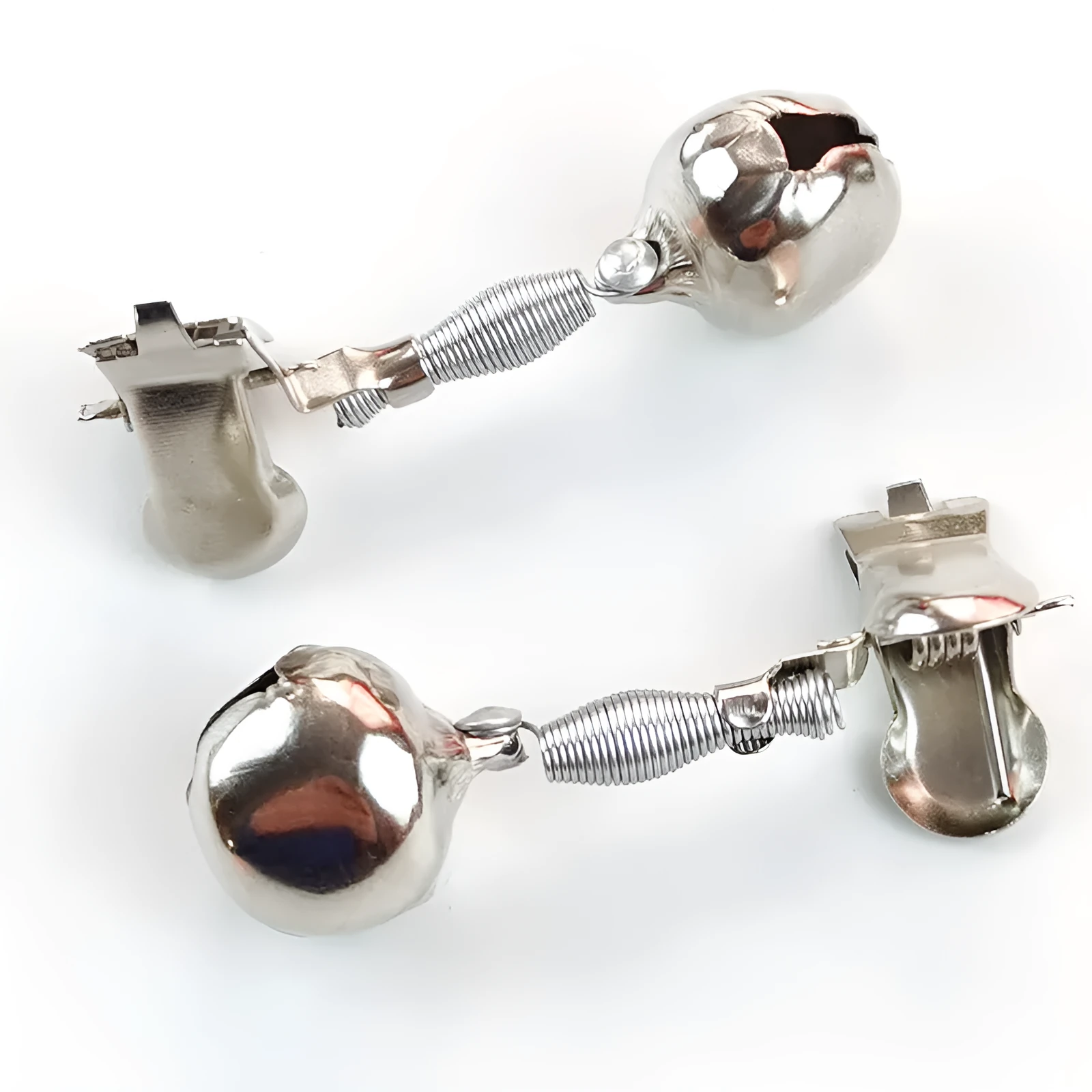 Rivet Fishing Gear metal bell alarm bite indicator for fishing rod tip, single and double rivet options, 55 x 16mm and 50 x 32mm