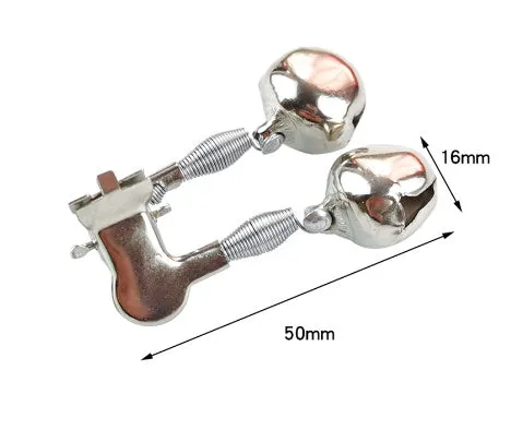Rivet Fishing Gear metal bell alarm bite indicator for fishing rod tip, single and double rivet options, 55 x 16mm and 50 x 32mm