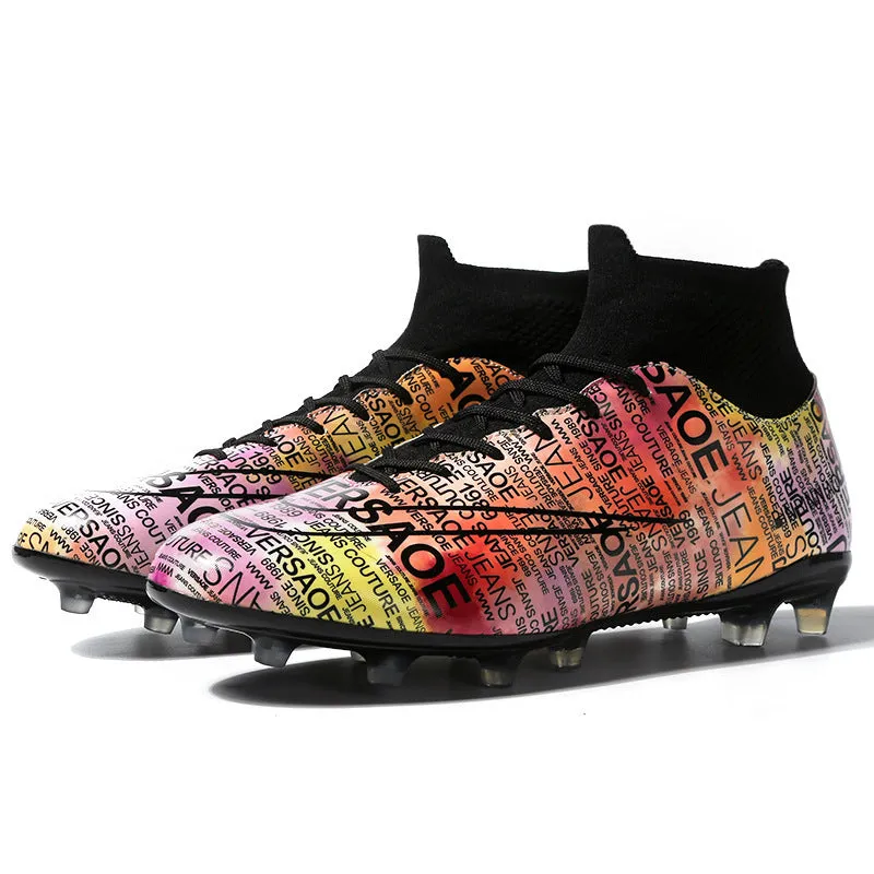 High top soccer shoes for boys and girls with non-slip rubber outsole, multiple colour styles available