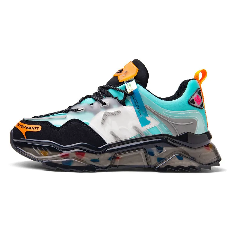 Men's breathable casual sports shoes in white and black, low-top rubber sole, lightweight design for spring and autumn
