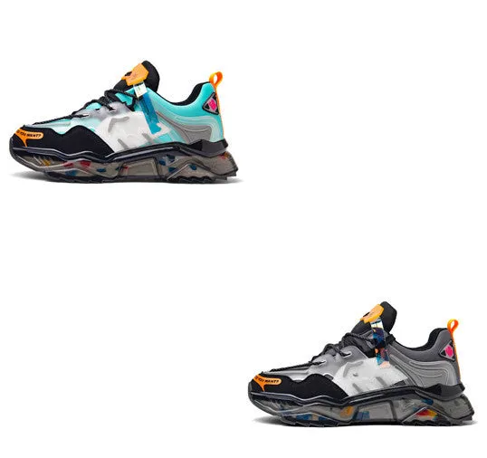 Men's breathable casual sports shoes in white and black, low-top rubber sole, lightweight design for spring and autumn