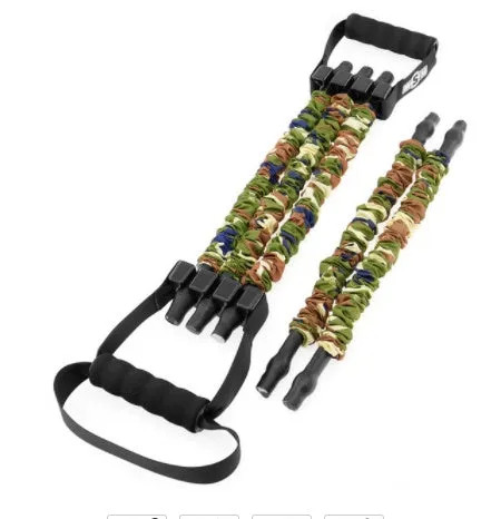 Elastic tension band exercise equipment, latex resistance device in camouflage colours, multiple weight options from 24KG to 120KG