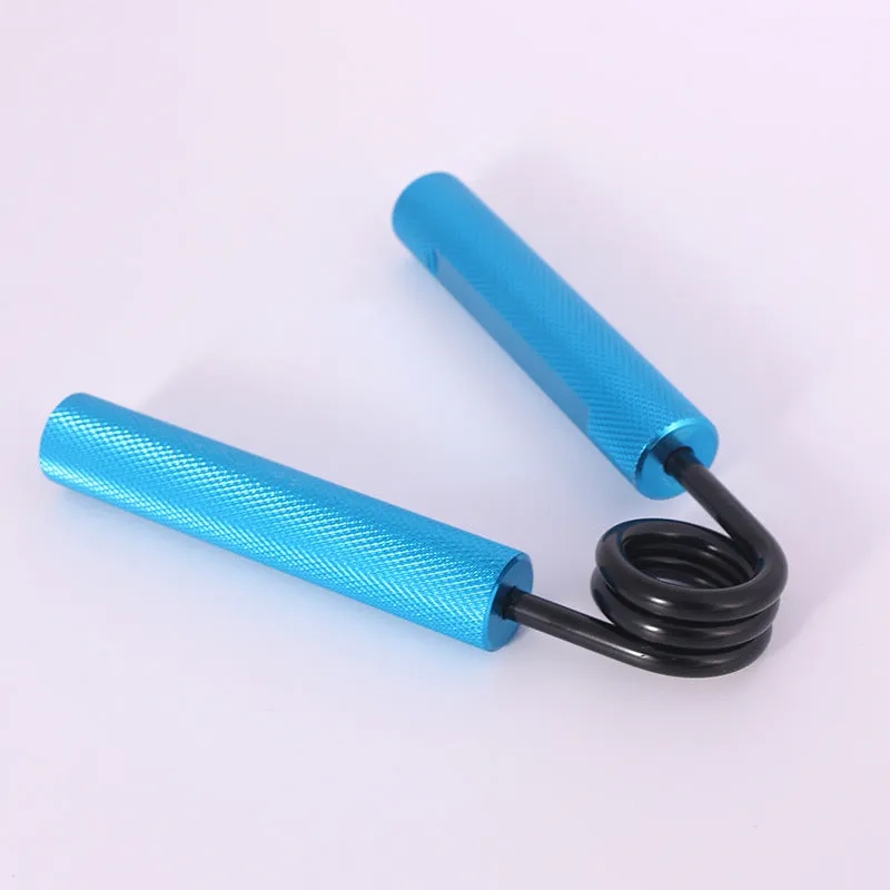 Aluminium alloy hand gripper with spring steel resistance on a neutral background