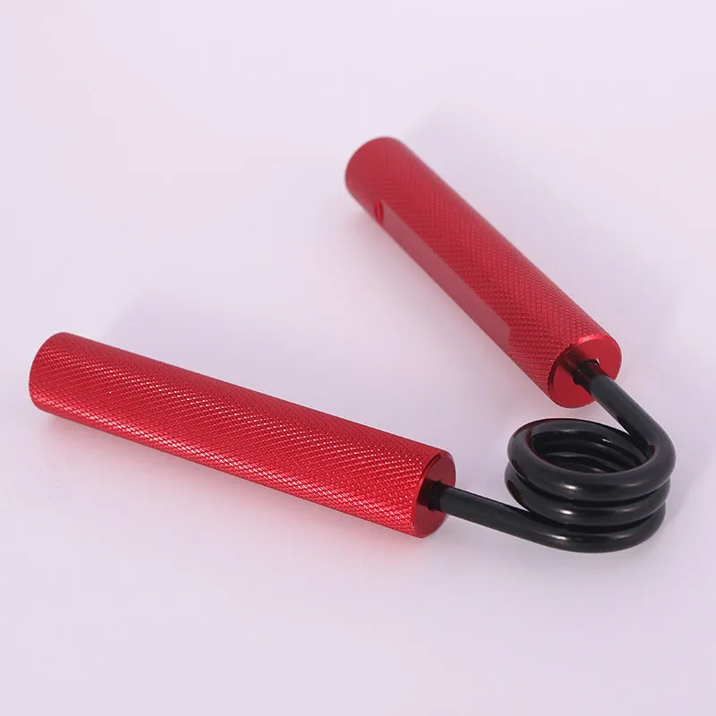 Aluminium alloy hand gripper with spring steel resistance on a neutral background