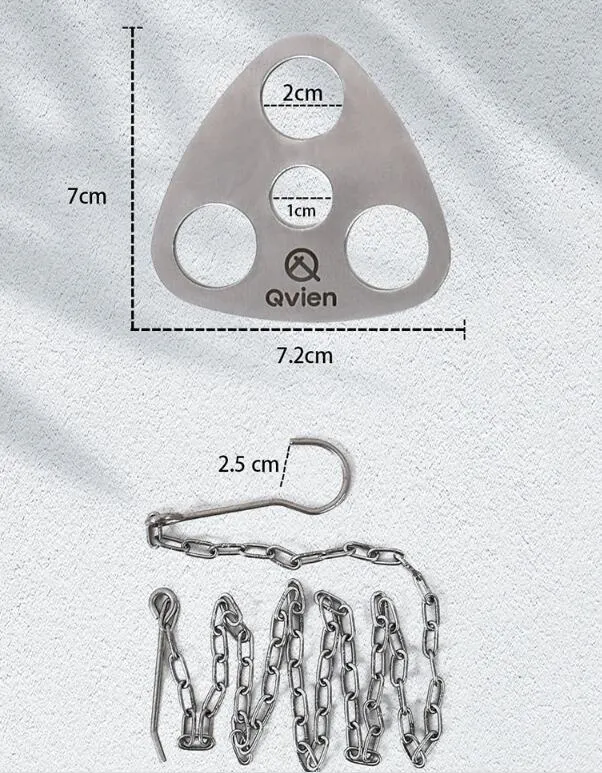 Silver stainless steel triangle hanging pot support with 118cm chain for camping outdoor cooking