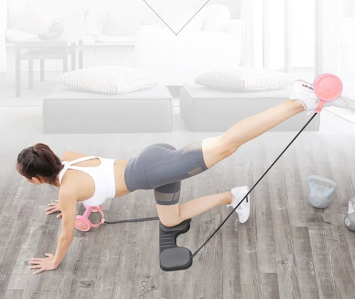 Abdominal ring fitness equipment with non-slip foam handles and anti-rust steel beam in girl pink