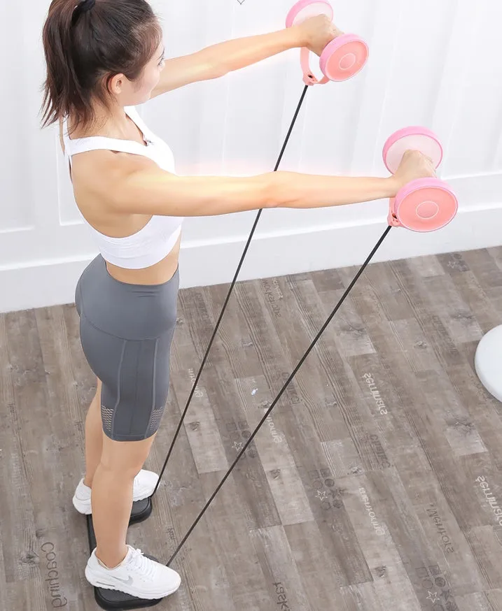Abdominal ring fitness equipment with non-slip foam handles and anti-rust steel beam in girl pink