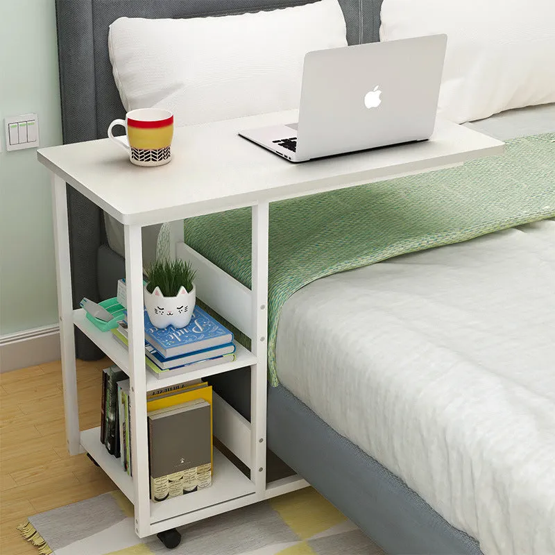 Portable bedside table laptop lazy desk in niameine walnut finish, 60cm length, modern simple mobile style